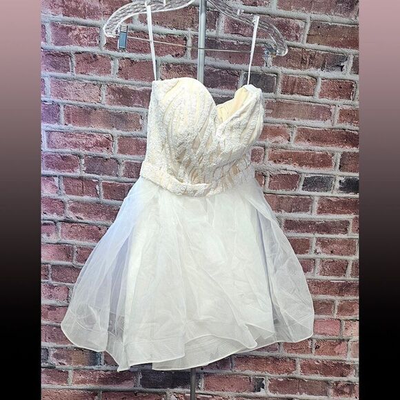 Women's Sparkly Lace Mesh Tiered Fairy Core Prom Dress Size 8 - Picture 1 of 7